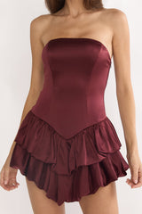 Dovira Bow Back Mini Romper Wine