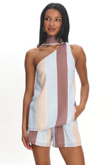 Petronella One Shoulder Top Stripe