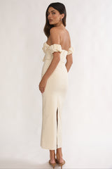 Maelis Off-Shoulder Puff Sleeve Maxi Dress Vanilla