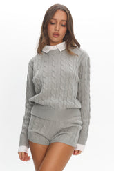 LIONESS Coastal Cable Knit Sweater Cloud