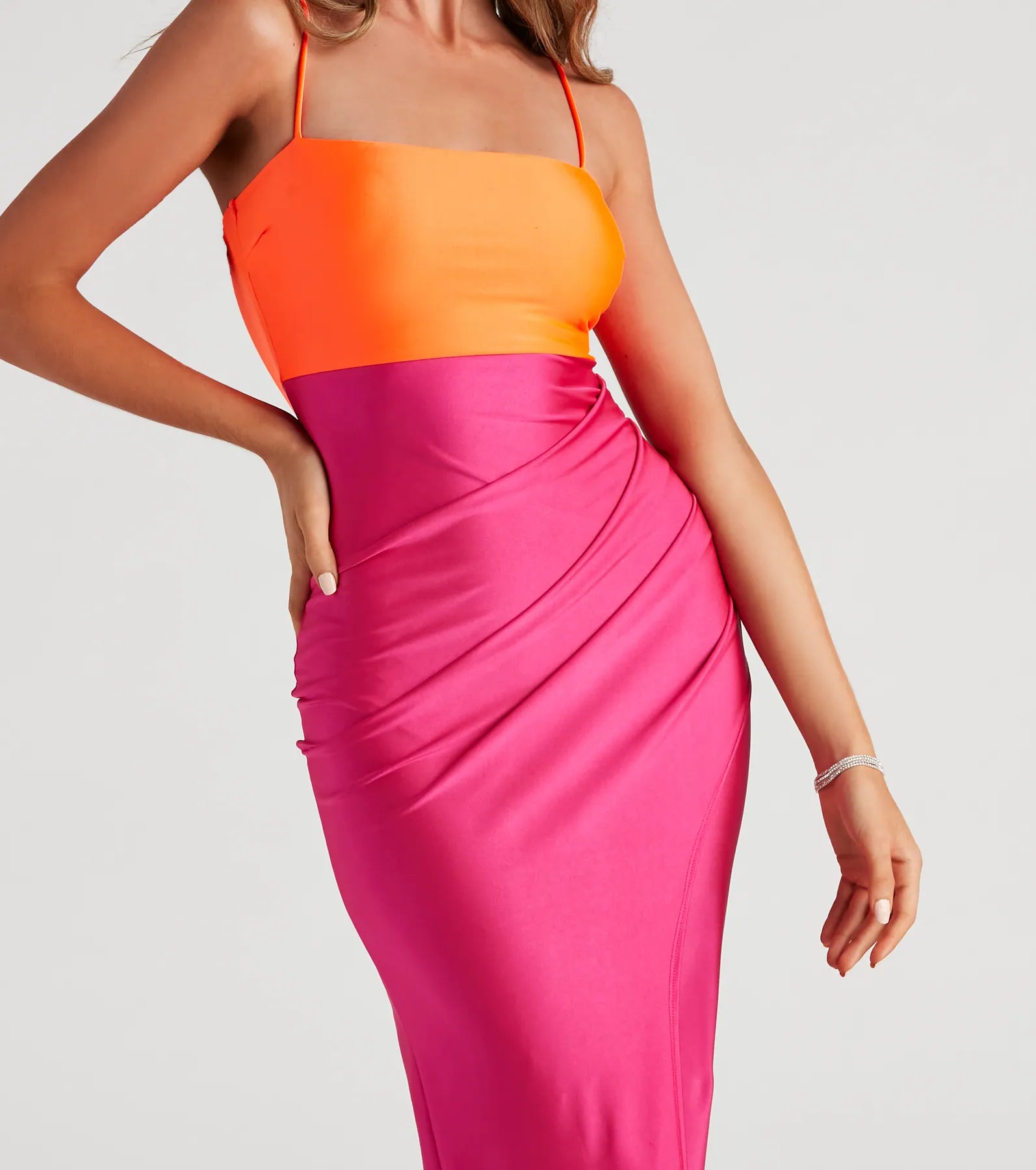 Denise Formal Square Neck Slit Dress