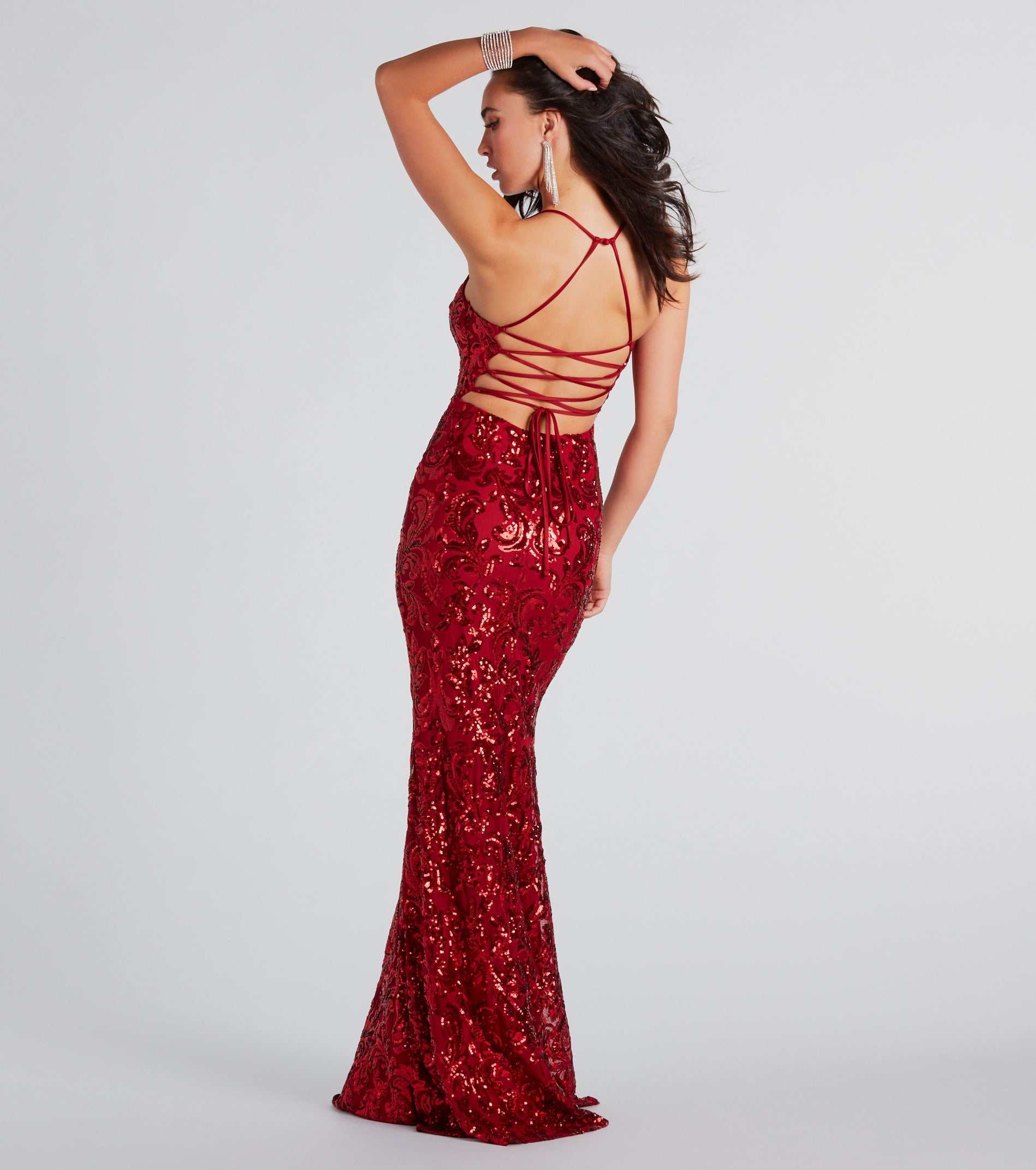 Lacie Formal Sequin Lace-Up Mermaid Dress