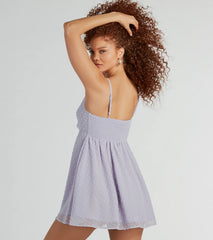 Fall For You Swiss Dot Chiffon Babydoll Dress