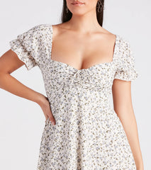 Cute View Ditsy Floral Chiffon Skater Dress