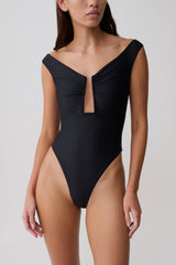 Yumi U-Wire Plunge One Piece Swimsuit - Black