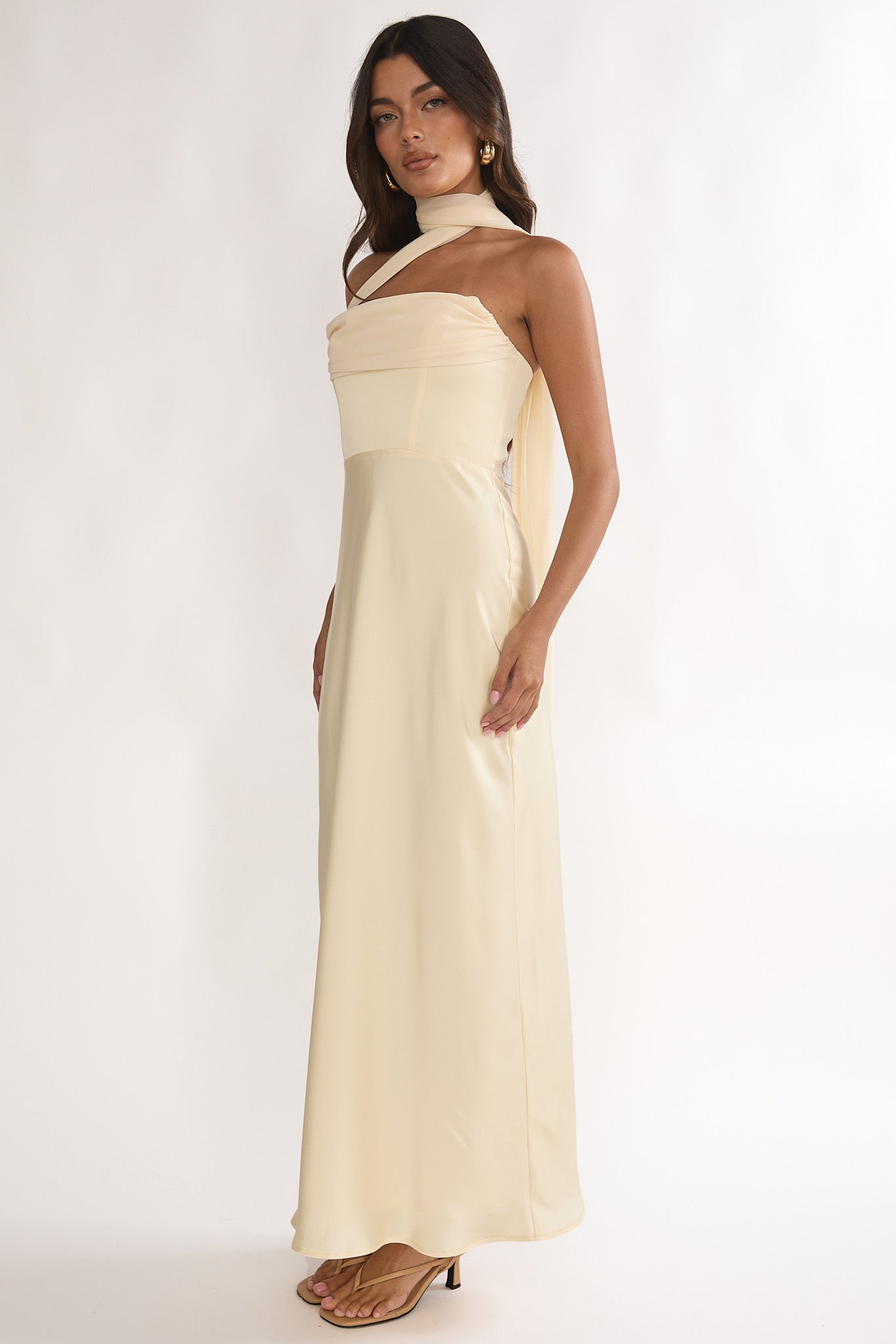 Merisalyn Strapless Scarf Maxi Dress Butter