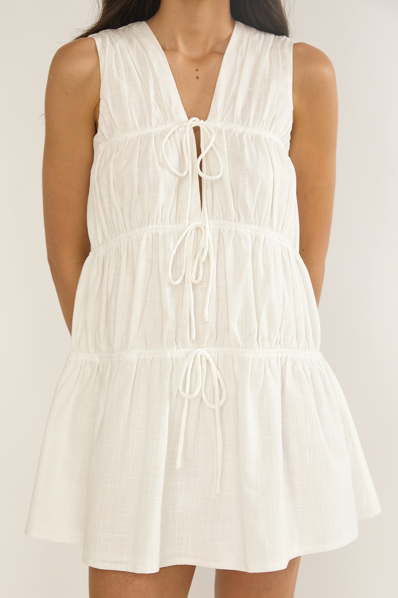 Antibes Tie Front Mini Dress White