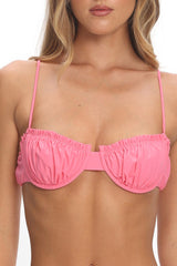 Gold Coast Gathered Bust Bikini Top Pink