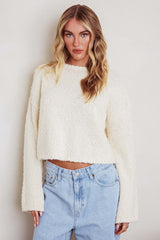Strasbourg Flared Cuff Drop Shoulder Sweater Cream